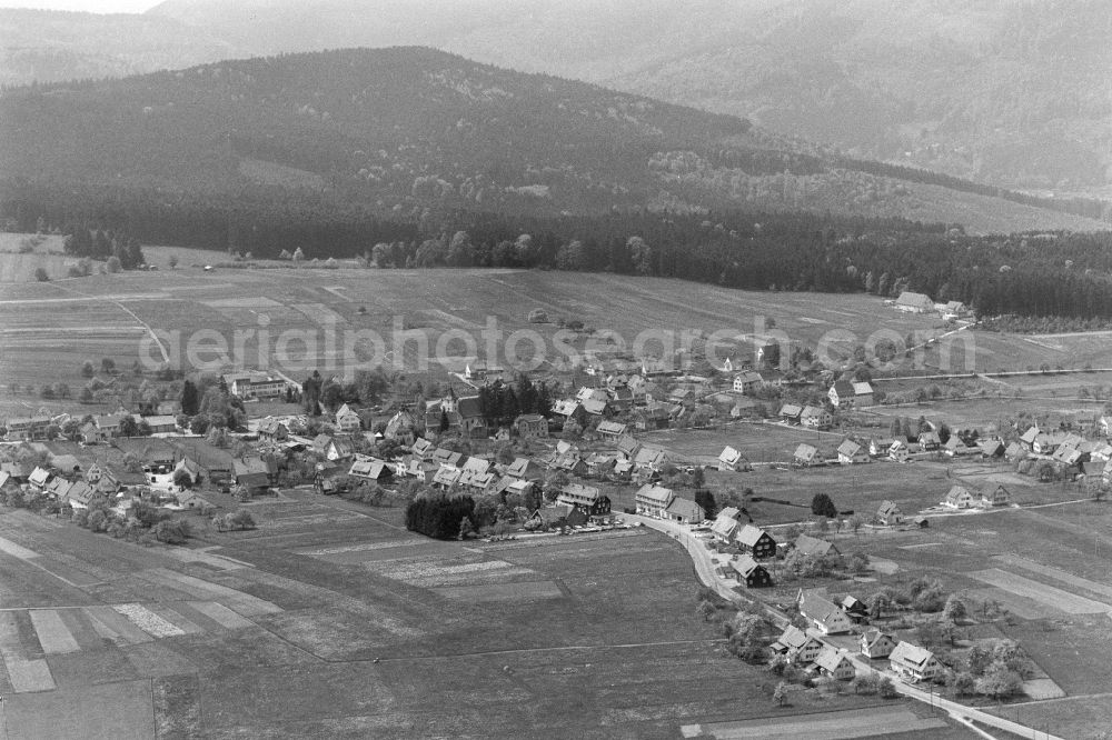 Dobel from above - Village - view on the edge of agricultural fields and farmland in Dobel in northern Black Forest in the state Baden-Wuerttemberg