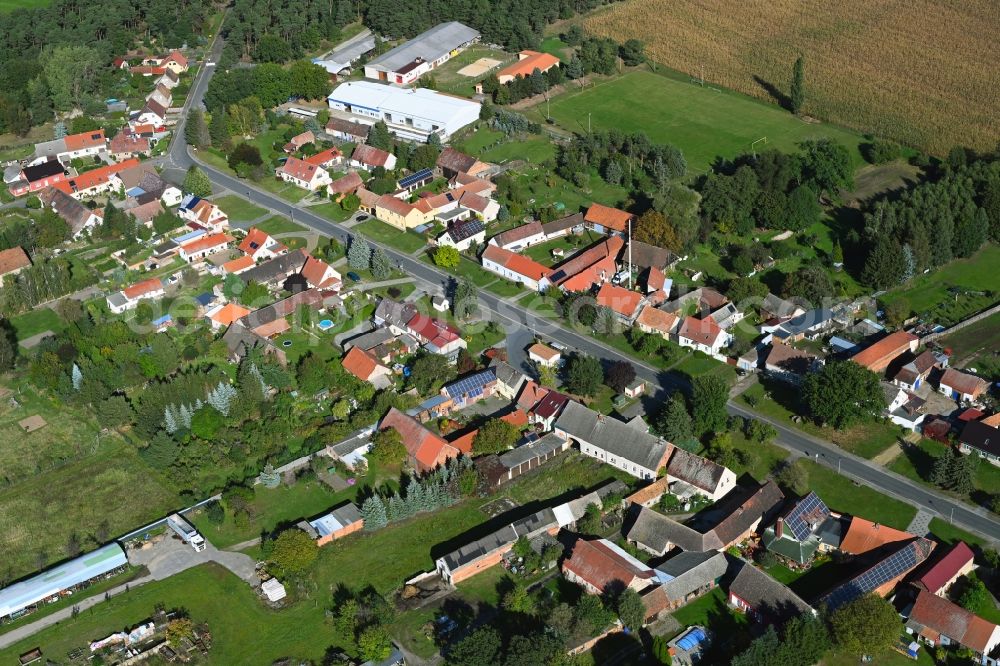 Malitschkendorf from above - Village view in Malitschkendorf in the state Brandenburg, Germany