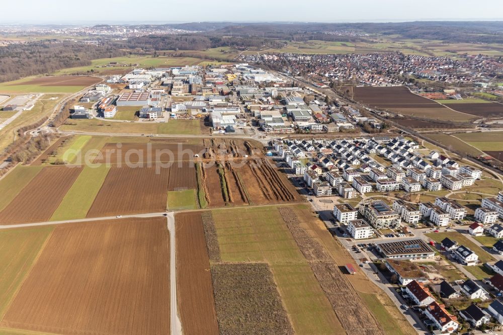 Malmsheim from above - Village view in Malmsheim in the state Baden-Wuerttemberg, Germany