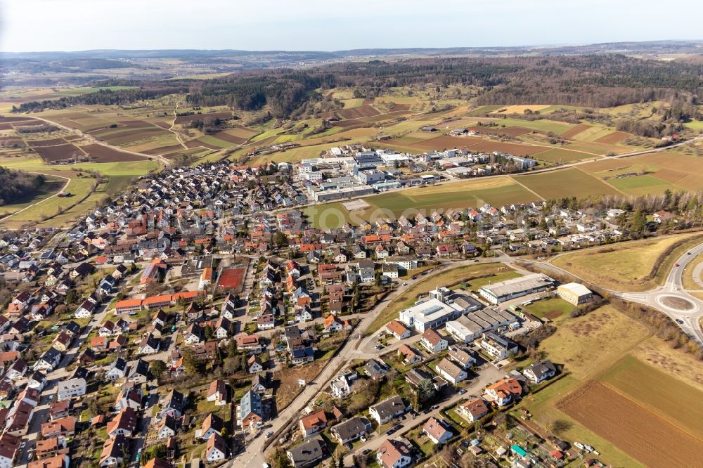 Malmsheim from above - Village view in Malmsheim in the state Baden-Wuerttemberg, Germany