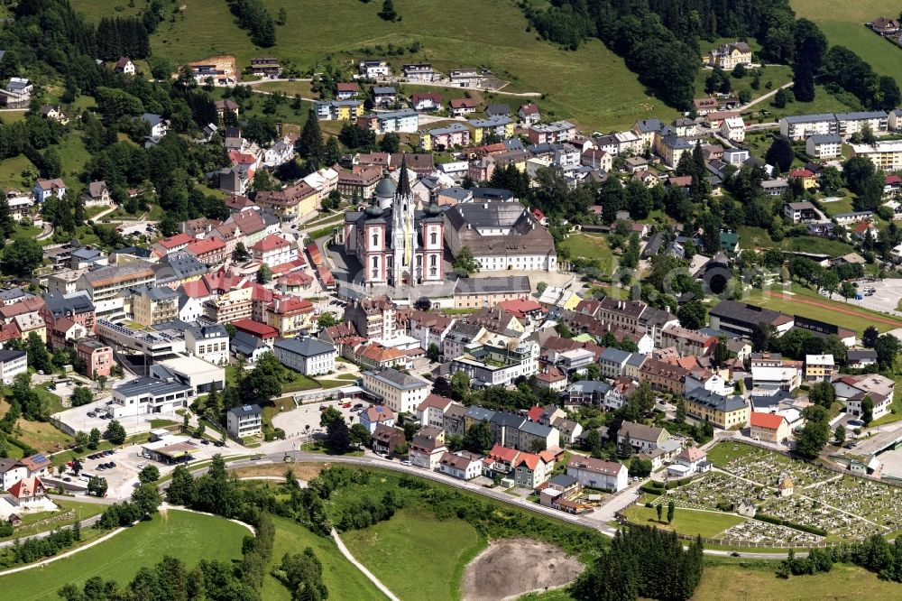 Mariazell from the bird's eye view: Village view in Mariazell in Steiermark, Austria