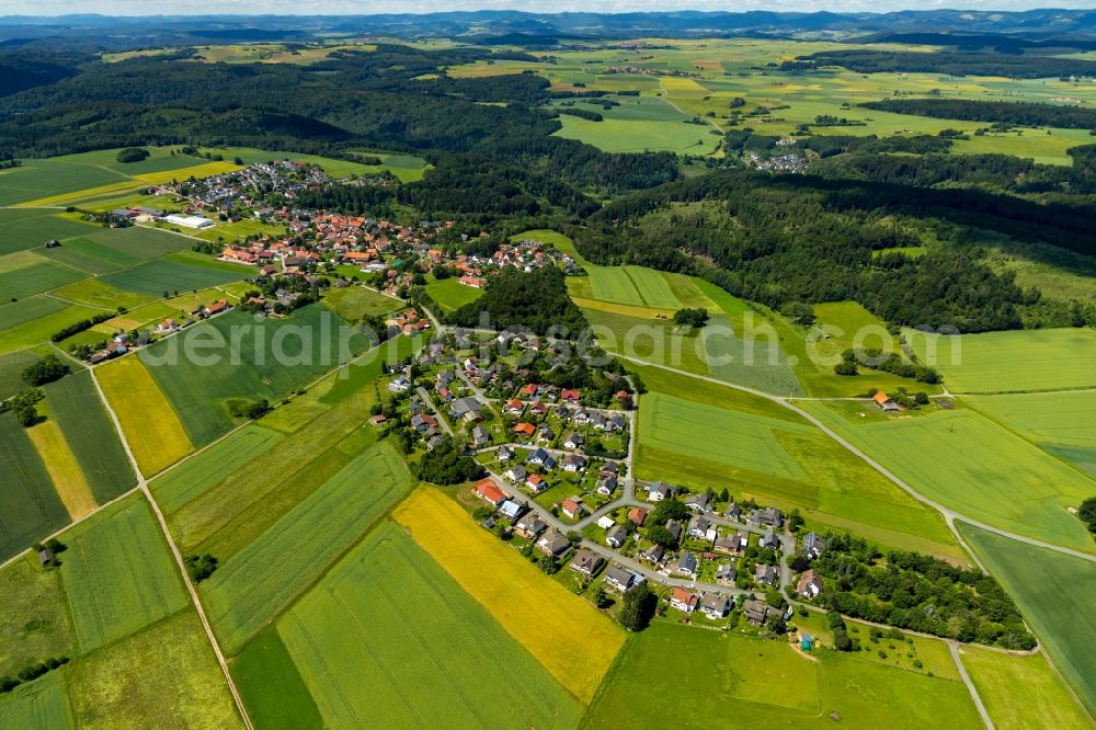 Marienhagen from the bird's eye view: Village view in Marienhagen in the state Hesse, Germany