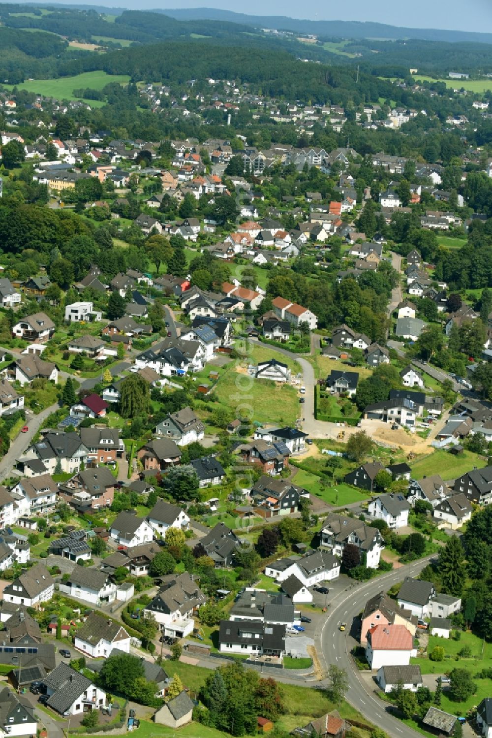 Aerial image Marienheide - Village view in Marienheide in the state North Rhine-Westphalia, Germany