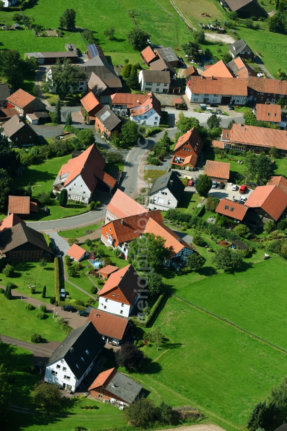 Marke from above - Village view in Marke in the state Lower Saxony, Germany