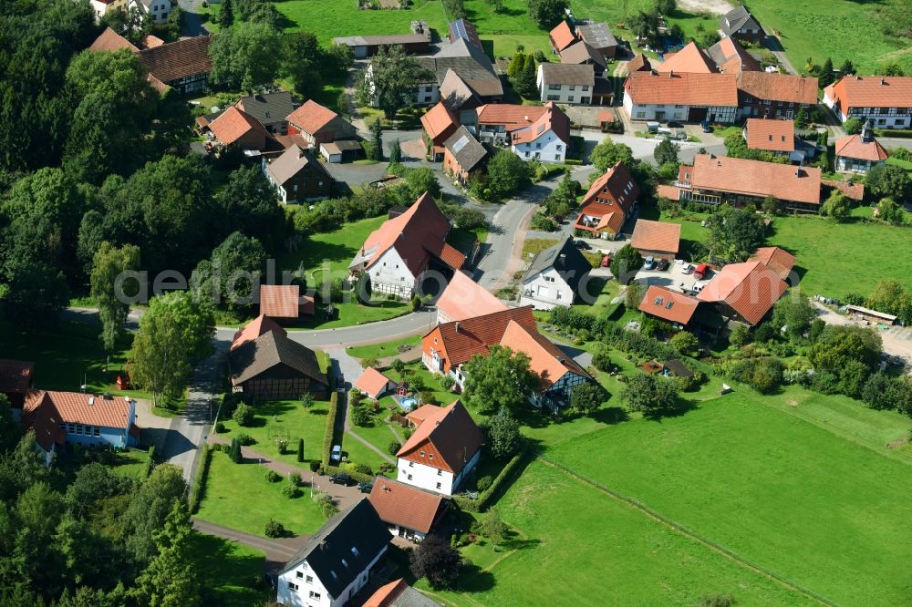 Marke from the bird's eye view: Village view in Marke in the state Lower Saxony, Germany