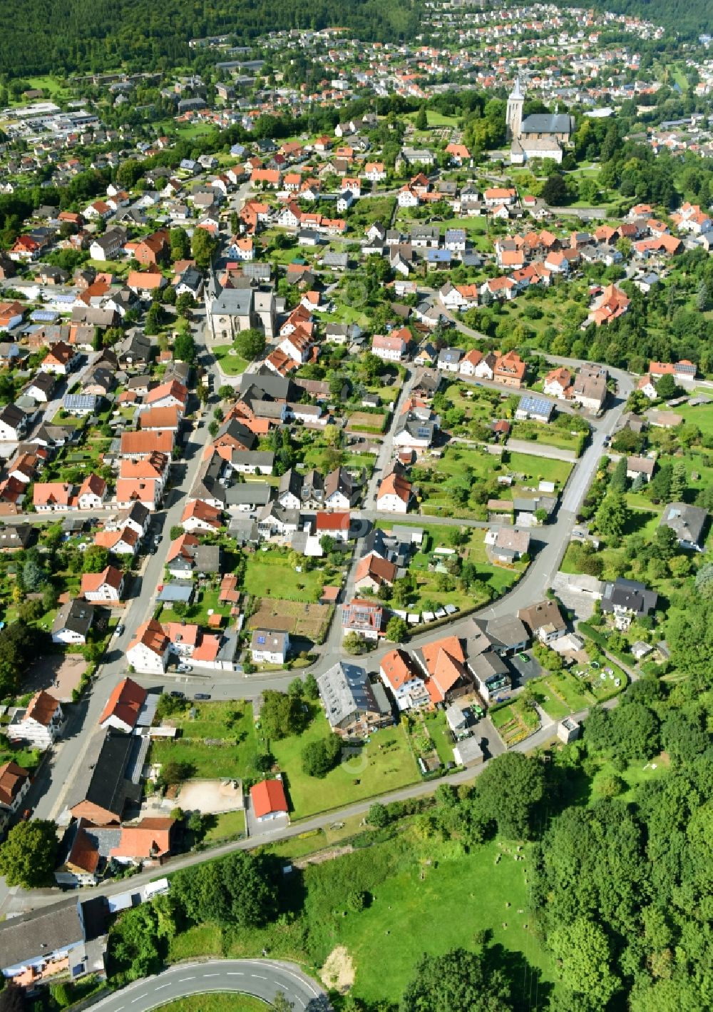 Marsberg from the bird's eye view: Village view in Marsberg in the state North Rhine-Westphalia, Germany