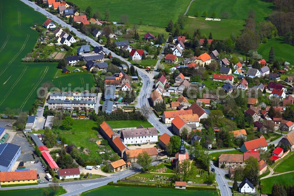 Aerial image Melaune - Village view along Melaune Strasse in Melaune in the state Saxony, Germany