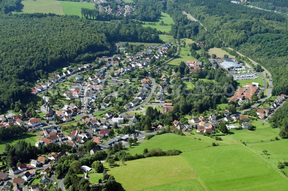 Merkenfritz from above - Village view in Merkenfritz in the state Hesse, Germany