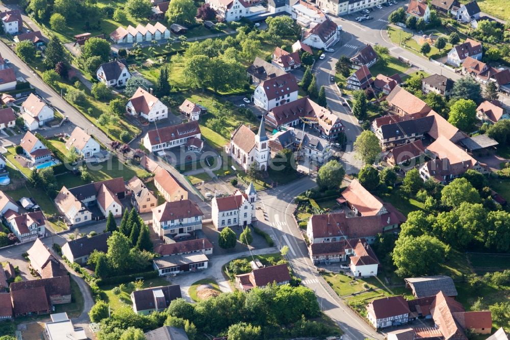 Merkwiller-Pechelbronn from above - Village view in Merkwiller-Pechelbronn in Grand Est, France