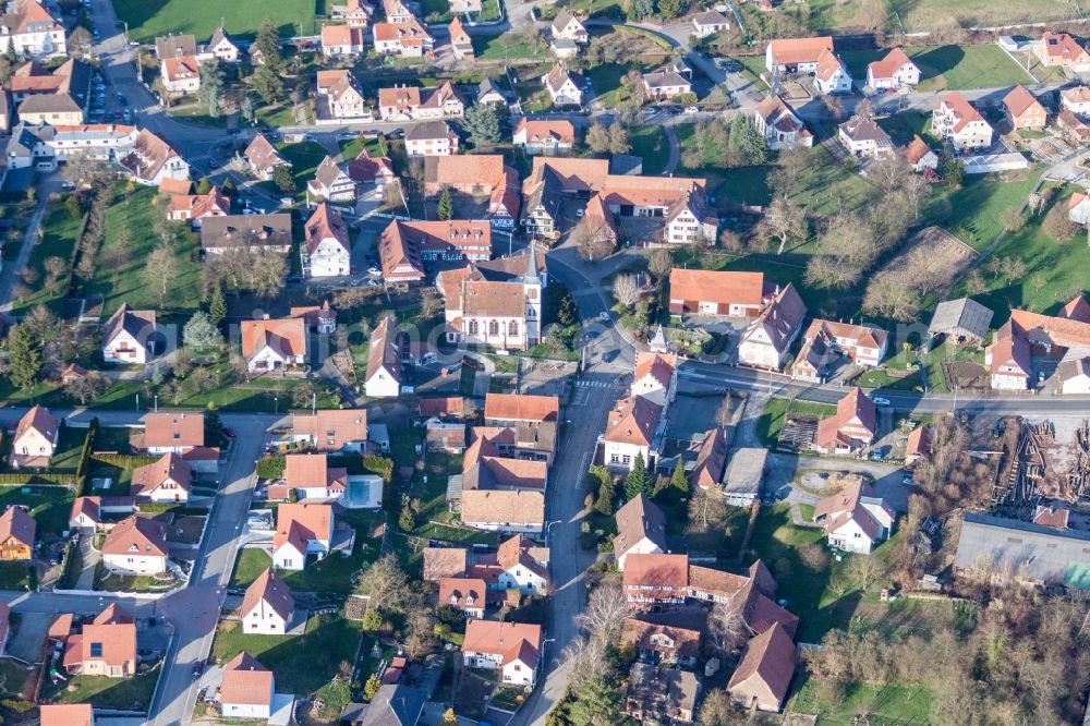 Merkwiller-Pechelbronn from the bird's eye view: Village view in Merkwiller-Pechelbronn in Grand Est, France