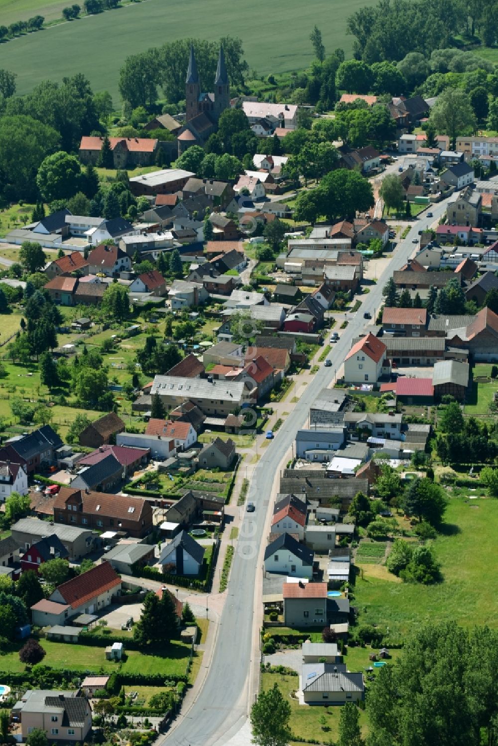 Meseberg from the bird's eye view: Village view in Meseberg in the state Saxony-Anhalt, Germany