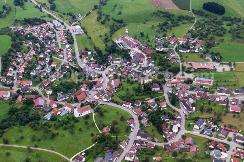 Mühlingen from the bird's eye view: Village view in Muehlingen in the state Baden-Wuerttemberg, Germany