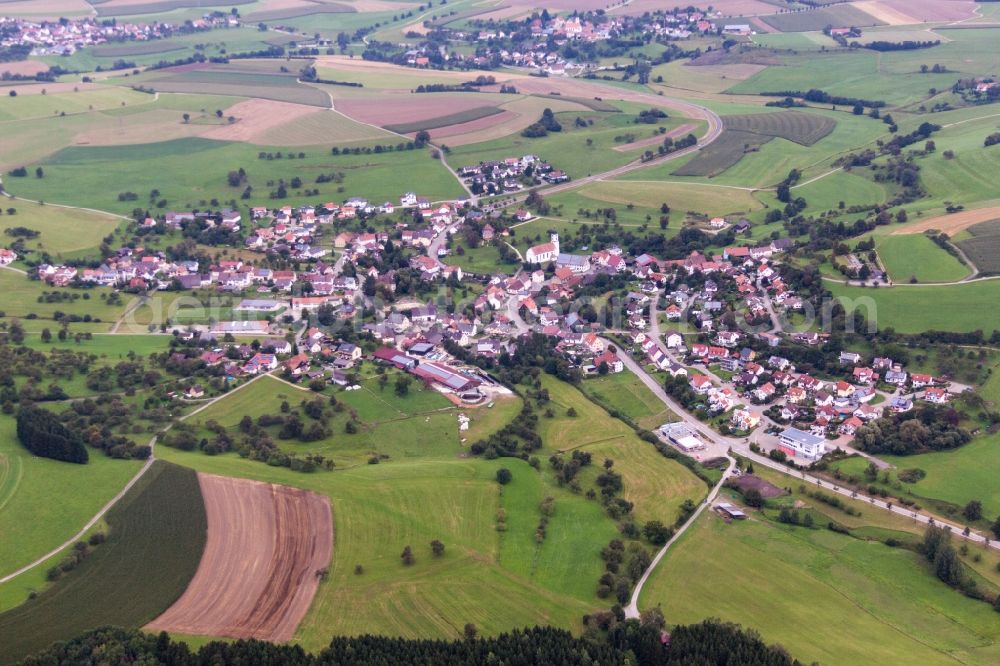 Aerial image Mühlingen - Village view in Muehlingen in the state Baden-Wuerttemberg, Germany