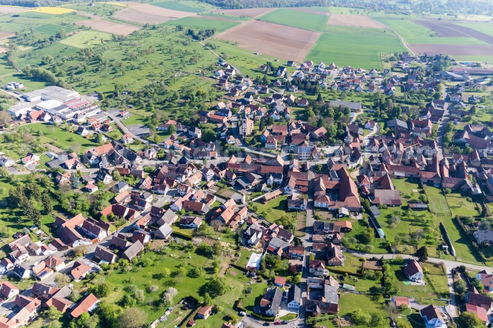 Mietesheim from the bird's eye view: Village view in Mietesheim in Grand Est, France