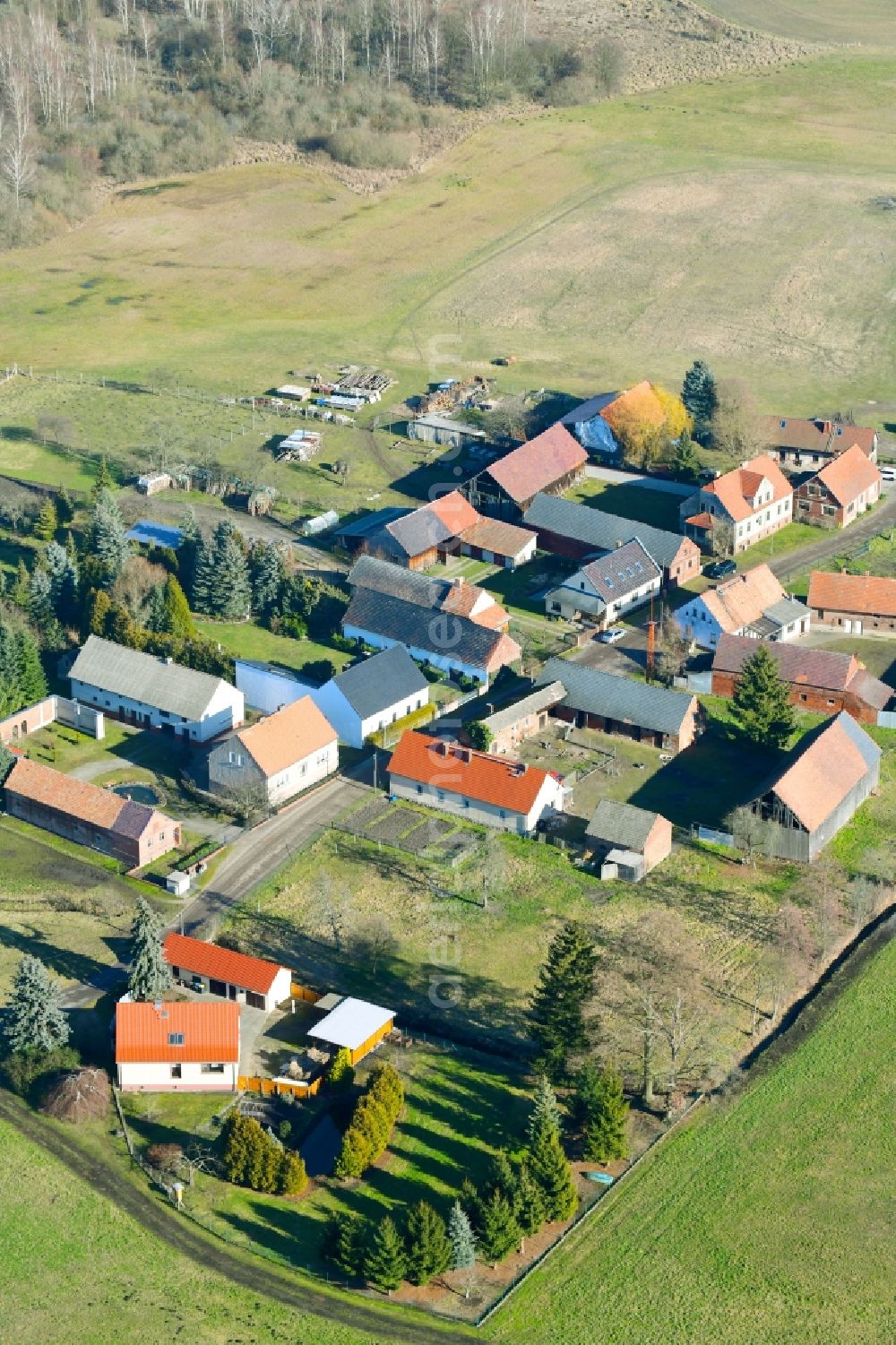 Aerial image Münchhofe - Village view in Muenchhofe in the state Brandenburg, Germany