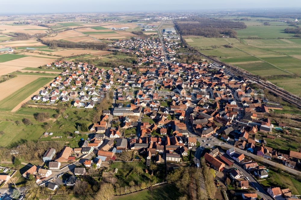 Mommenheim from the bird's eye view: Village view in Mommenheim in Grand Est, France