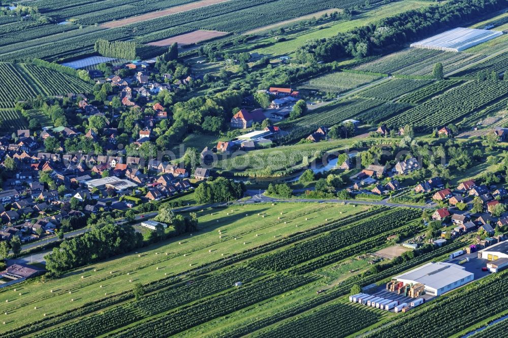 Moorende from above - Village view in Moorende in the state Lower Saxony, Germany