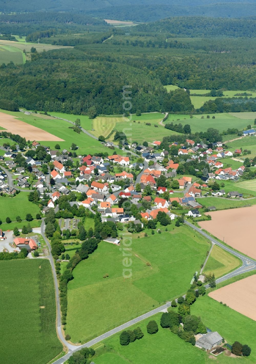 Nehden from the bird's eye view: Village view in Nehden in the state North Rhine-Westphalia, Germany