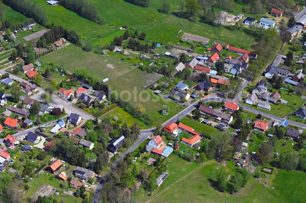 Aerial image Neuhausen/Spree - Village view along Spremberger Strasse in Neuhausen/Spree in the state Brandenburg, Germany