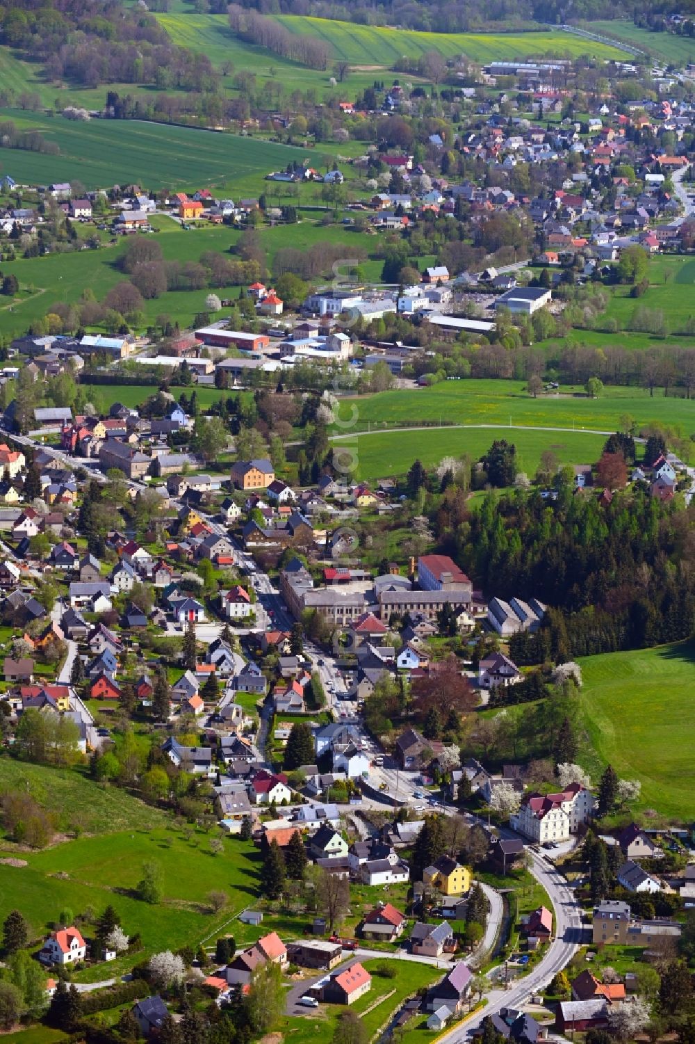 Neukirch/Lausitz from above - Village view along Zittauer Strasse in Neukirch/Lausitz in the state Saxony, Germany