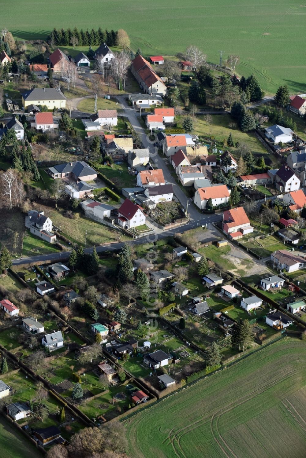 Meuselwitz from above - Village view of Neupoderschau in the state Thuringia