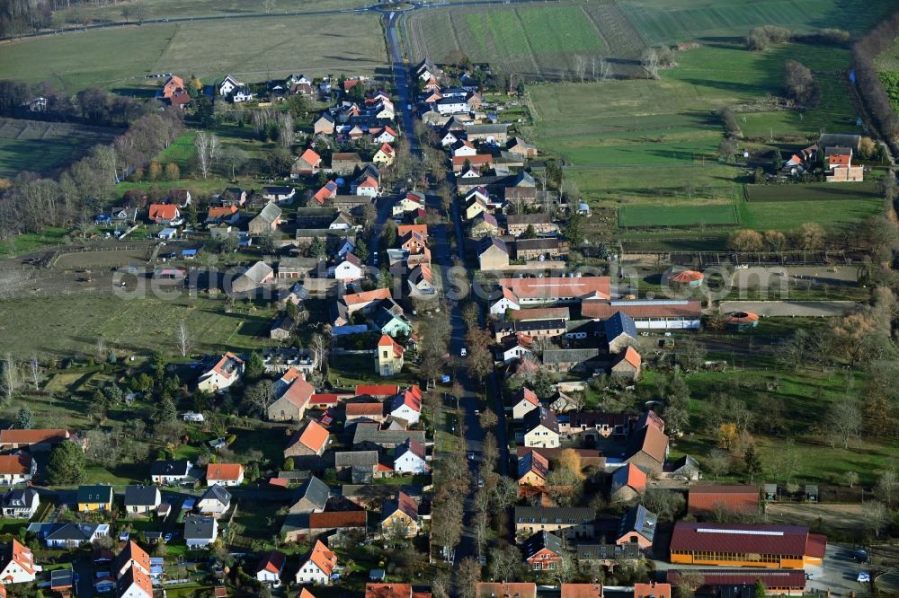 Nudow from the bird's eye view: Village view in Nudow in the state Brandenburg, Germany