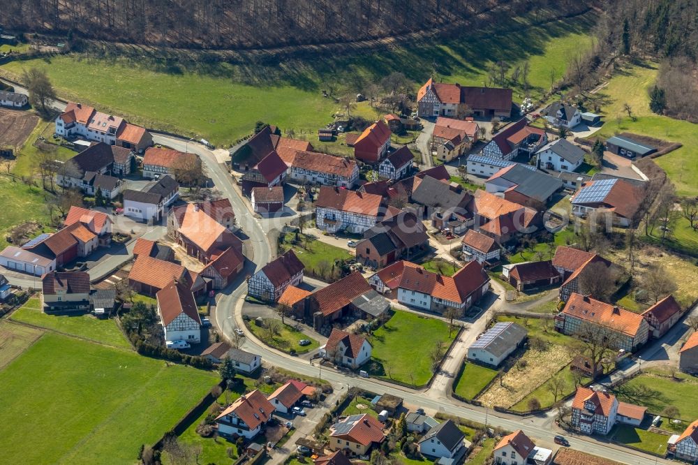 Ober-Ense from the bird's eye view: Village view in Ober-Ense in the state Hesse, Germany