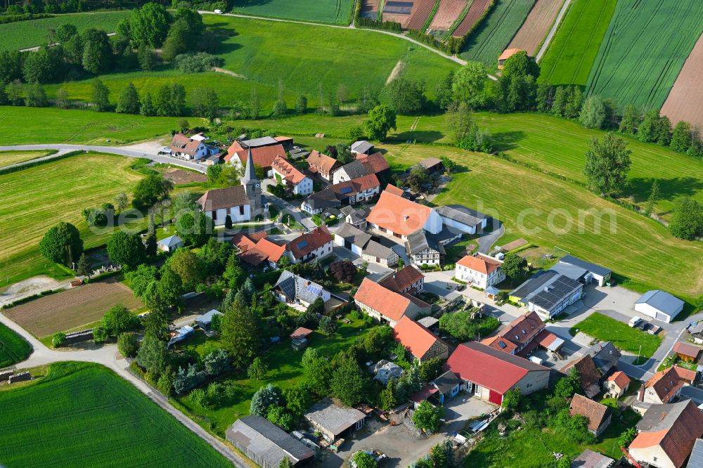 Oberelldorf from the bird's eye view: Village view in Oberelldorf in the state Bavaria, Germany