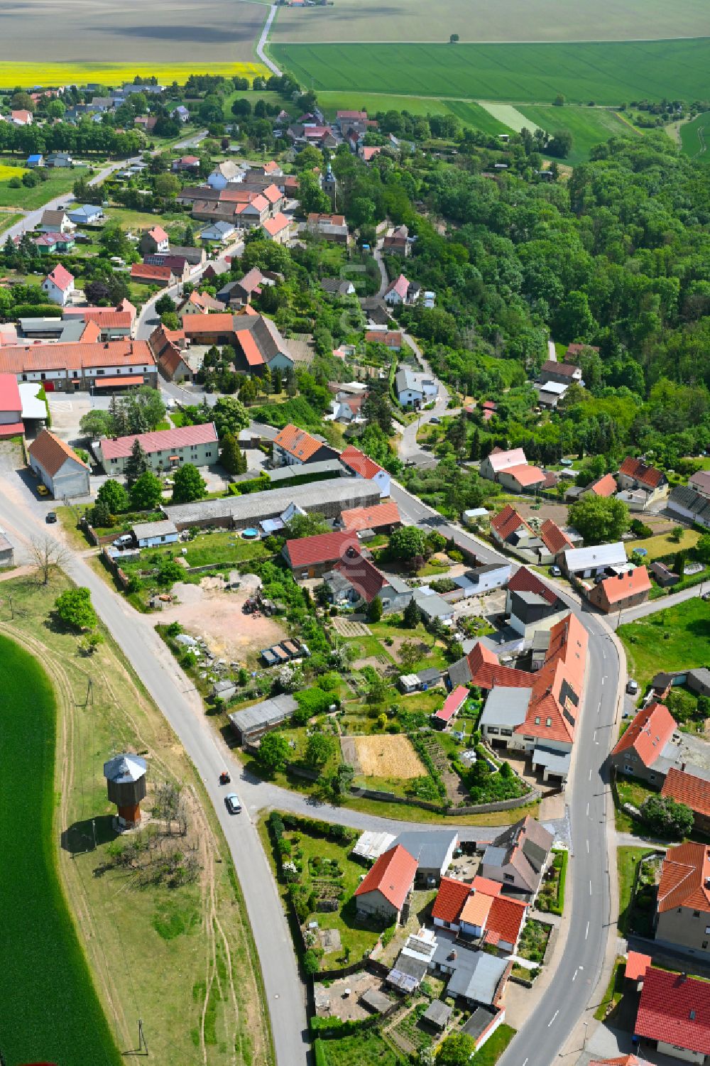 Oberrißdorf from above - Village view in Oberrißdorf in the state Saxony-Anhalt, Germany