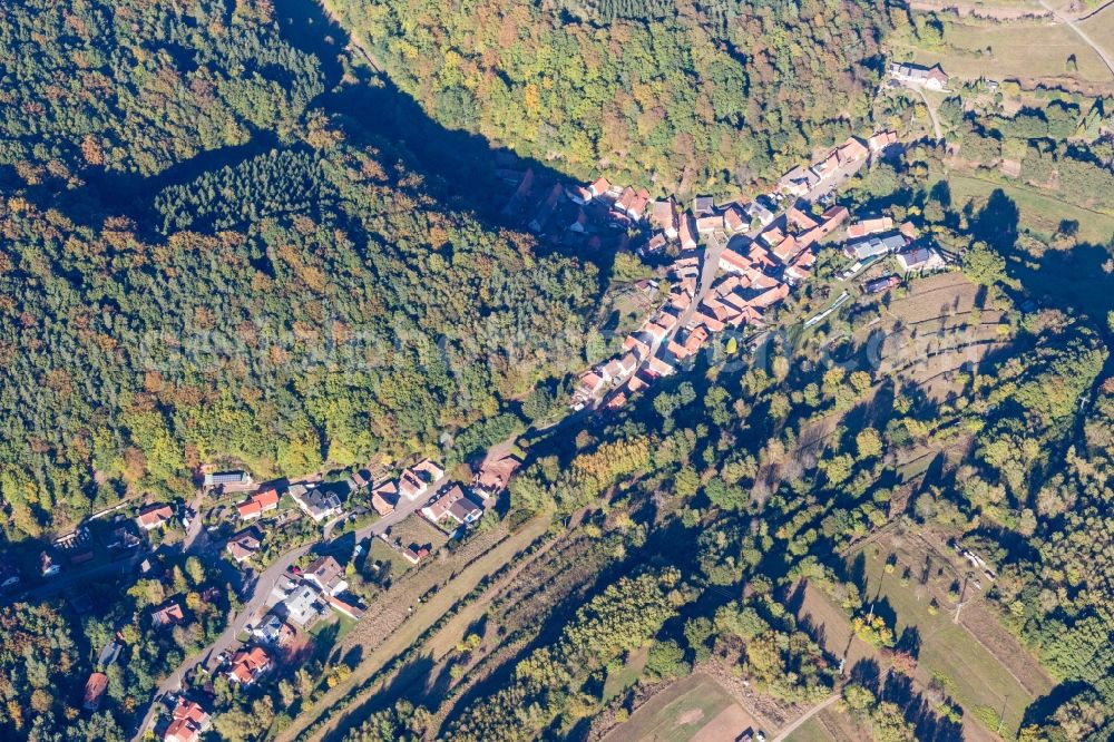 Oberschlettenbach from above - Village view in Oberschlettenbach in the state Rhineland-Palatinate, Germany