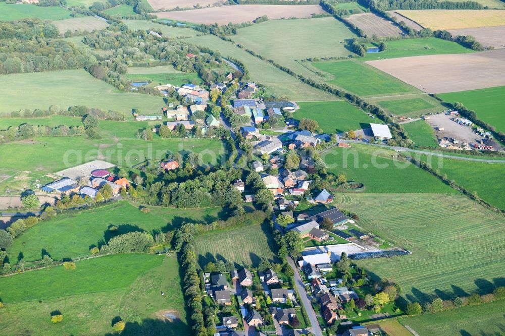 Aerial image Oldenhütten - Village view in Oldenhuetten in the state Schleswig-Holstein, Germany