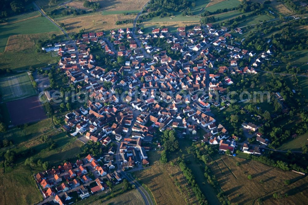 Aerial image Wörth am Rhein - Village view in the district Buechelberg in Woerth am Rhein in the state Rhineland-Palatinate