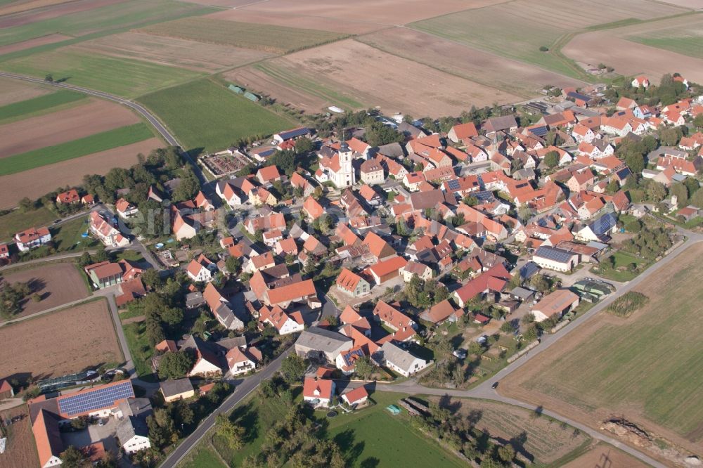 Iphofen from above - Village view in the district Dornheim in Iphofen in the state Bavaria