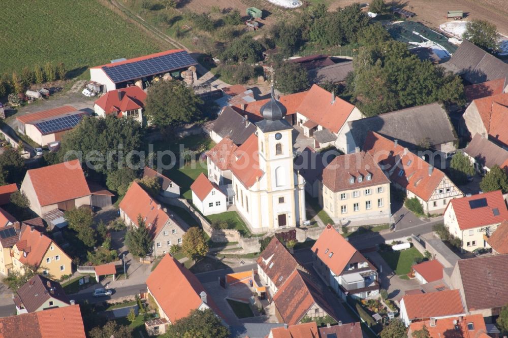 Iphofen from the bird's eye view: Village view in the district Dornheim in Iphofen in the state Bavaria