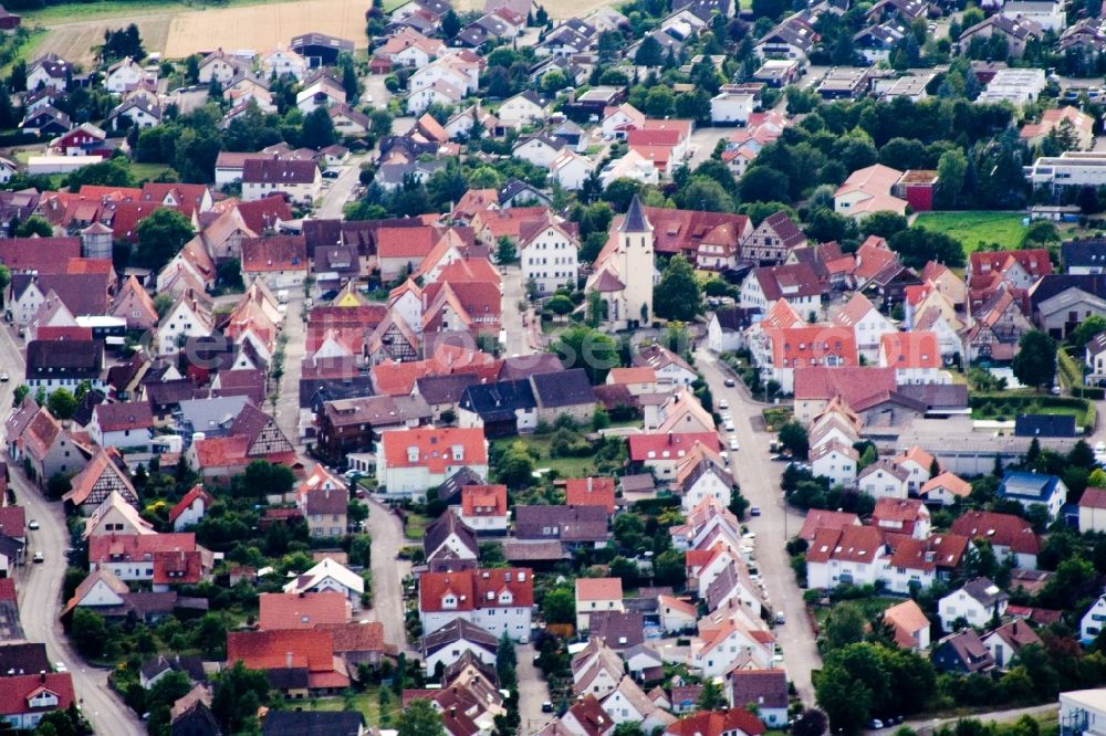 Herrenberg from the bird's eye view: Village view in the district Gueltstein in Herrenberg in the state Baden-Wuerttemberg