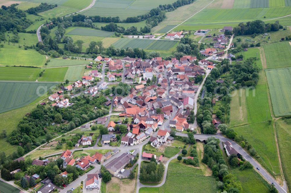 Höchheim from the bird's eye view: Village view in the district Gollmuthhausen in Hoechheim in the state Bavaria, Germany