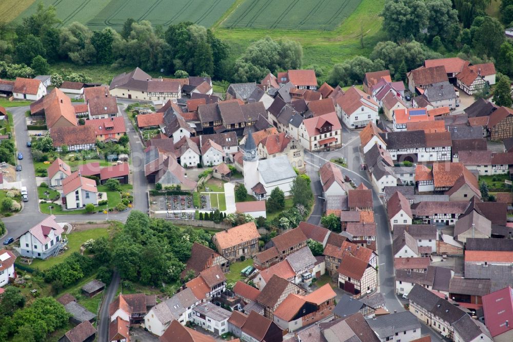 Aerial image Höchheim - Village view in the district Gollmuthhausen in Hoechheim in the state Bavaria, Germany