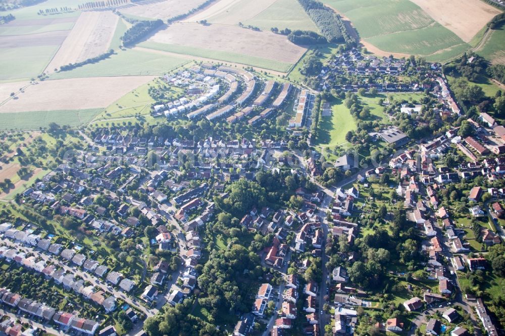 Karlsruhe from above - Village view in the district Hohenwettersbach in Karlsruhe in the state Baden-Wuerttemberg