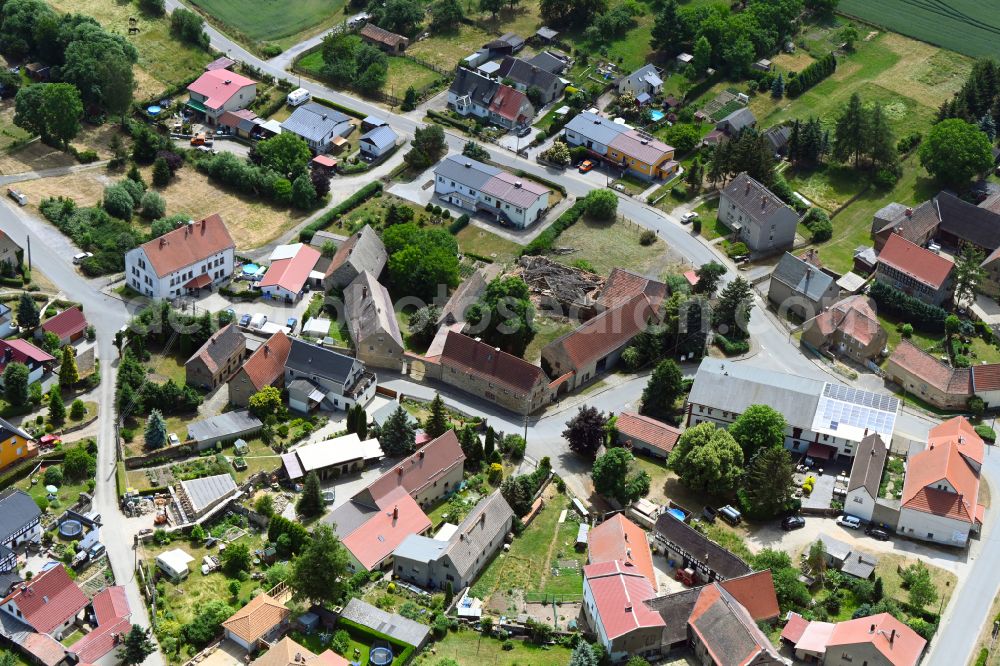 Schnaudertal from above - Village view in the district Kleinpoerthen in Schnaudertal in the state Saxony-Anhalt, Germany