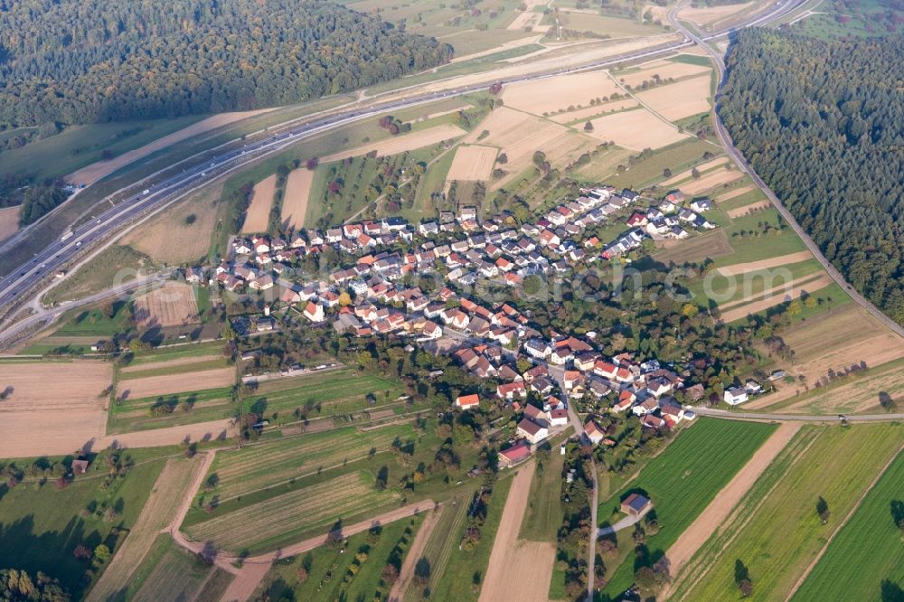 Karlsbad from above - Village view in the district Mutschelbach in Karlsbad in the state Baden-Wuerttemberg, Germany