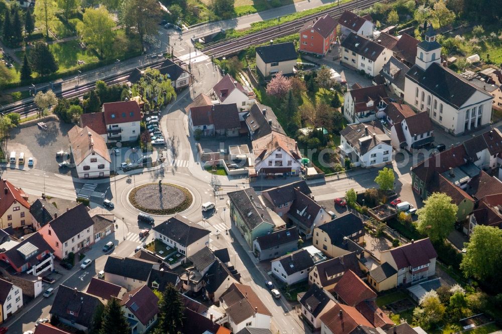 Pfinztal from above - Village view in the district Wilferdingen in Pfinztal in the state Baden-Wuerttemberg, Germany