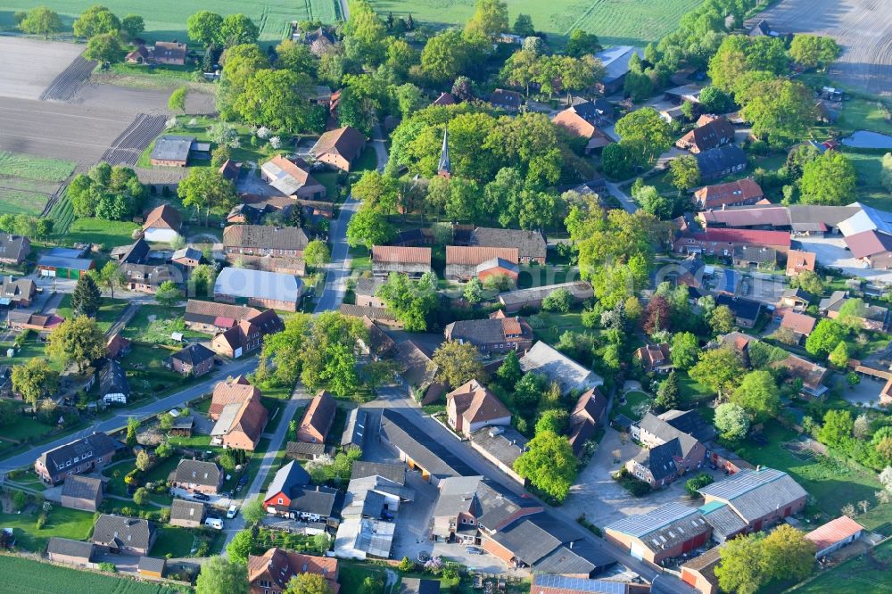 Ostedt from above - Village view in Ostedt in the state Lower Saxony, Germany