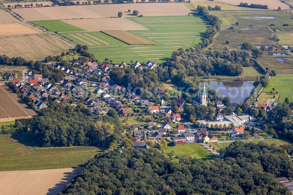 Ostinghausen from the bird's eye view: Village view in Ostinghausen in the state North Rhine-Westphalia, Germany