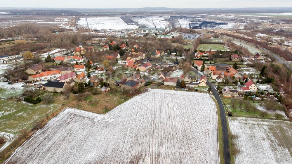 Pödelwitz from above - Village view in Poedelwitz in the state Saxony, Germany