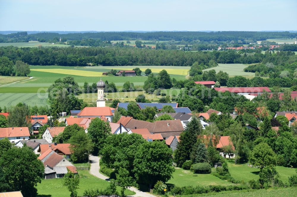 Pfaffenhofen from above - Village view in Pfaffenhofen in the state Bavaria, Germany