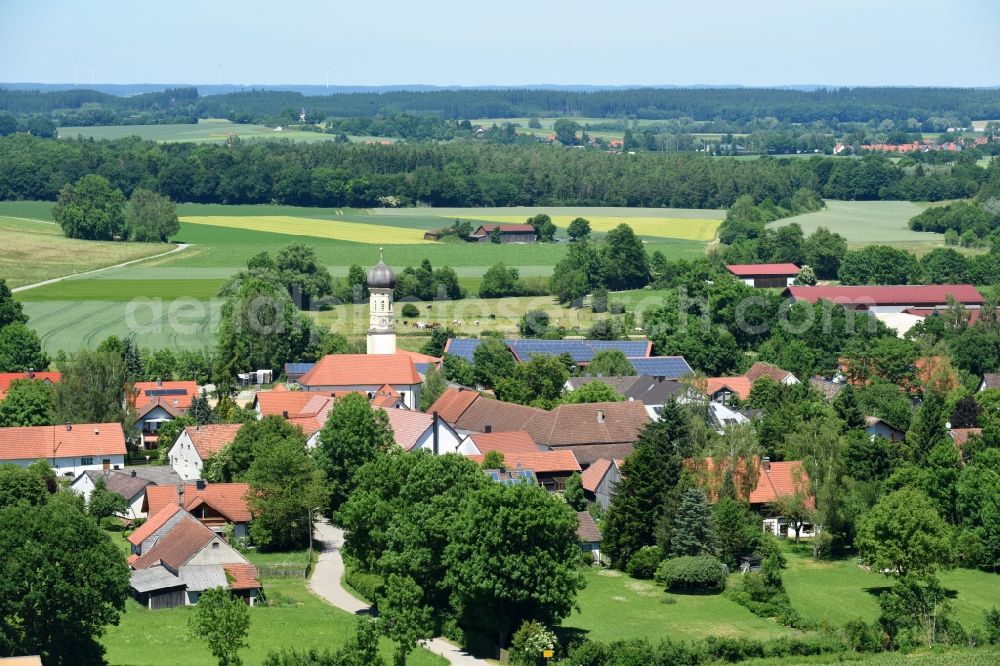 Pfaffenhofen from the bird's eye view: Village view in Pfaffenhofen in the state Bavaria, Germany