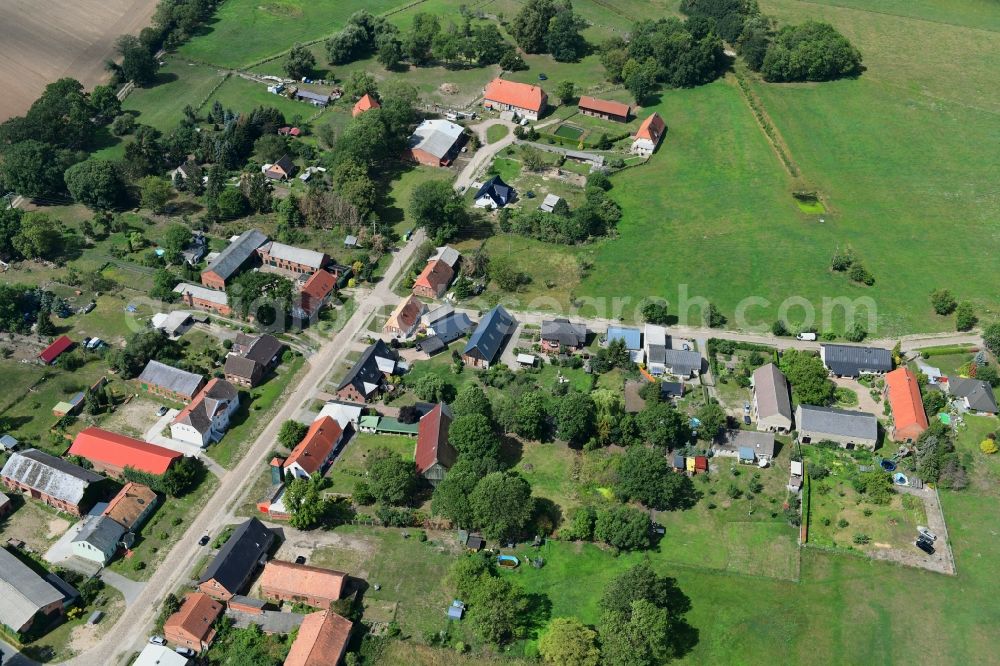 Pinnow from the bird's eye view: Village view in Pinnow in the state Brandenburg, Germany