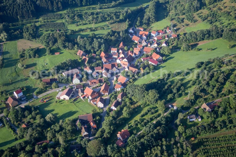 Pommer from the bird's eye view: Village view in Pommer in the state Bavaria, Germany