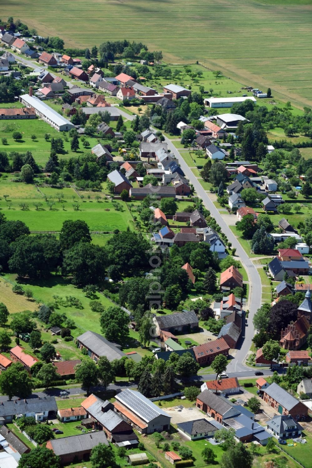 Premslin from the bird's eye view: Village view in Premslin in the state Brandenburg, Germany