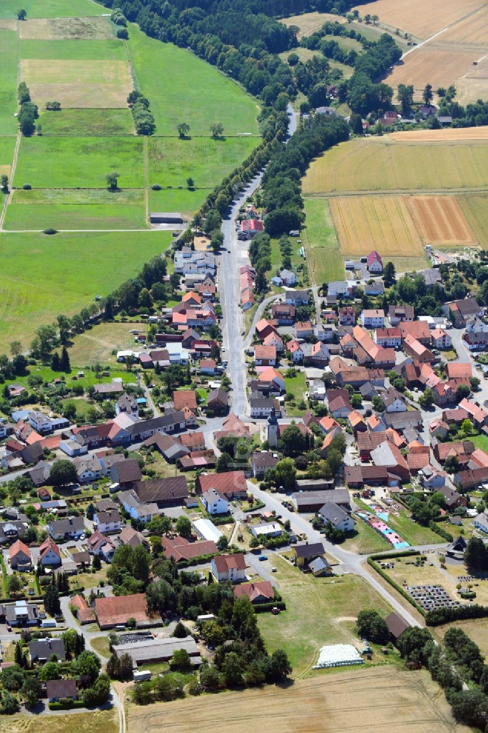 Queck from above - Village view in Queck in the state Hesse, Germany